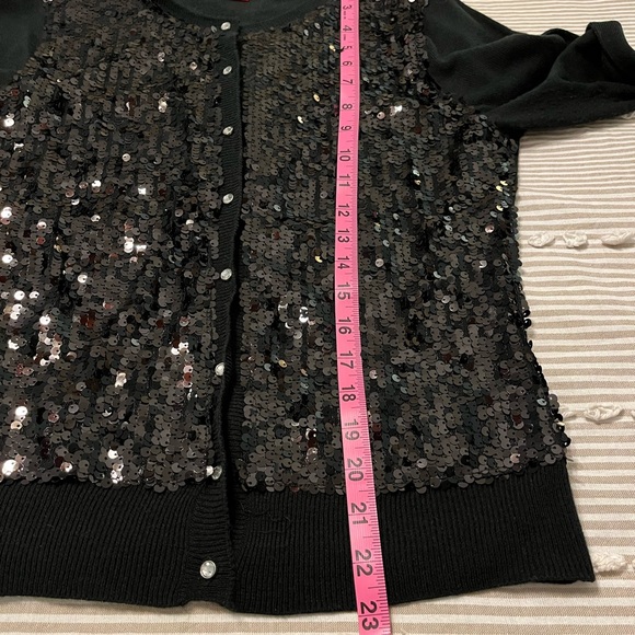 New York & Company Black Sequin Front Cardigan Size Small - Picture 7 of 7